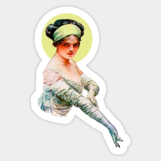 girl in long gloves and silk tiara on her head Sticker